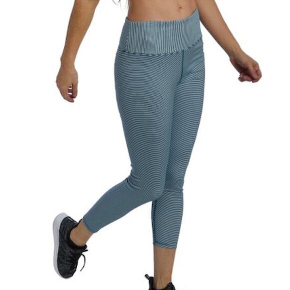 NWOT Nanette Lepore Activewear Celestial Striped Equator Crop Tights Leggings M - Picture 1 of 12